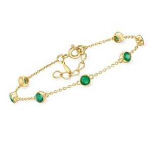 18k Emerald Station Bezel Bracelet